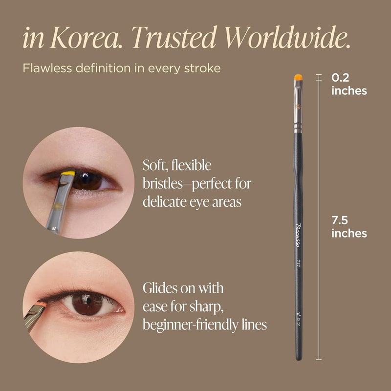 Piccasso 717 Eyeliner Brush – Ultra-Fine Angled Brush for Gel and Liquid Eyeliner, Precision Eye Makeup Tool for Tightlining and Winged Liner, Professional Eye Makeup and Eyeshadow Brush - Image 2